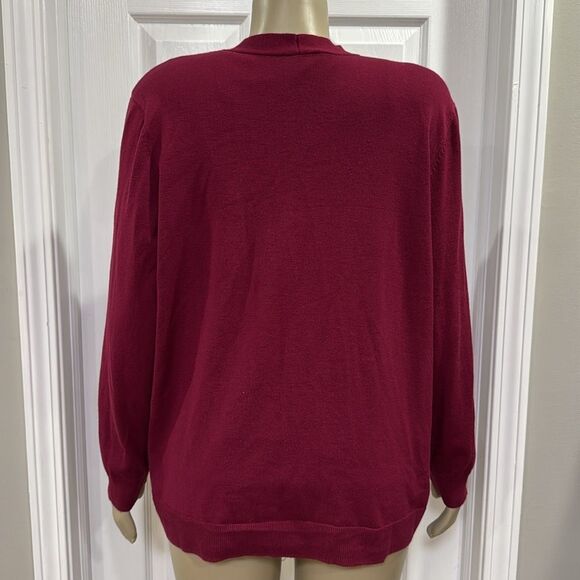 CHICO’S CARDIGAN AND V-NECK SWEATER TANK. BERRY COMPOTE - Picture 2 of 6